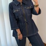 ست زنانه جین کت و شلوار