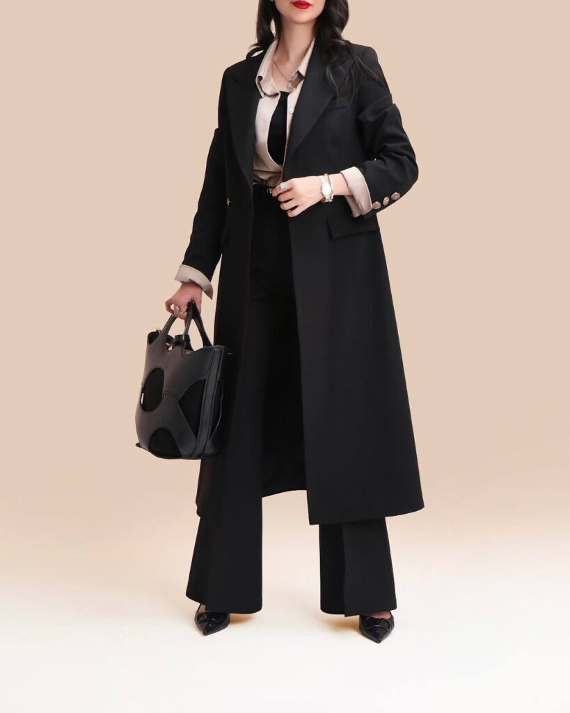 ست مانتو بلند و شلوار | کرپ پاگانی گرم بالا
